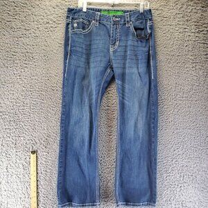 Rock & Roll Denim Jeans Mens 34x30 Blue Pistol Straight Regular Denim